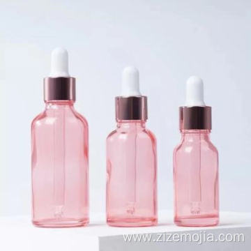 Empty glass bottles pink dropper glass bottle